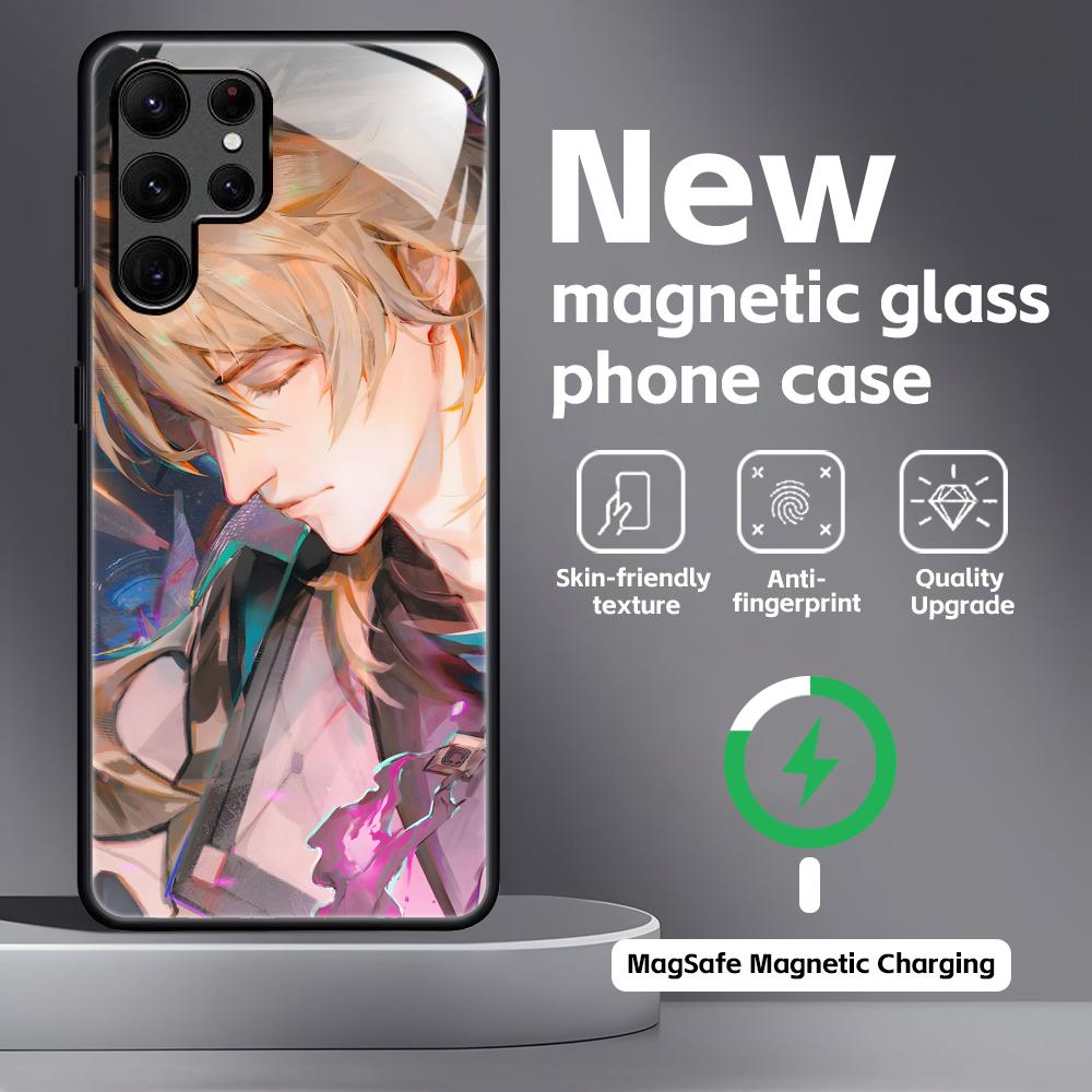 genshin impact Varka Phone Case For Samsung S26 S25 S24 S23 S22 S21 Plus Ultra Note20 Glass Magnetic Case