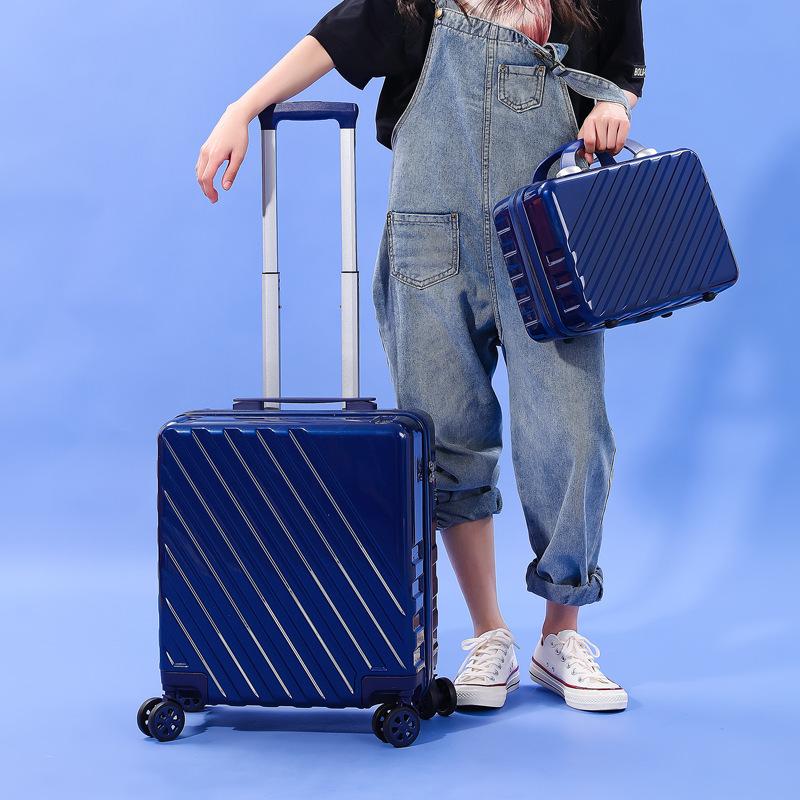 Дорожный чемодан 18 дюймов 20 дюймов, ручная кладь на колесиках, сумка на колесиках, женский багажный набор с модной косметичкой