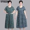 Женское платье с коротким рукавом и цветочным принтом на пуговицах, хлопковое шелковое платье средней длины со складками, большие свободные платья с круглым вырезом