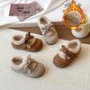 Зимние бархатные туфли для малышей 2025 года: Детские сандалии Birkenstock из универсальной кожи и хлопка, повседневные.