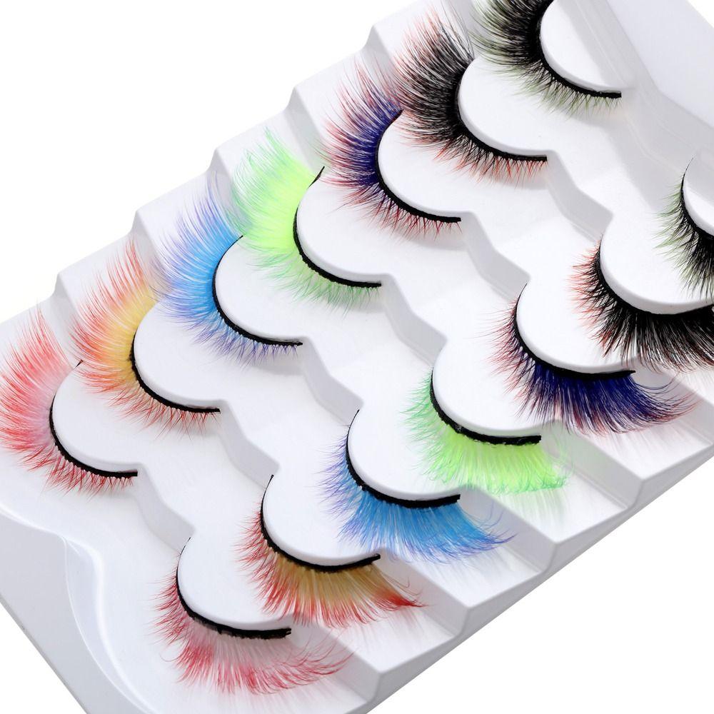 for Halloween Masquerade Party False Eyelashes Cat Eye Lashes Colored Lashes Fake Eyelashes