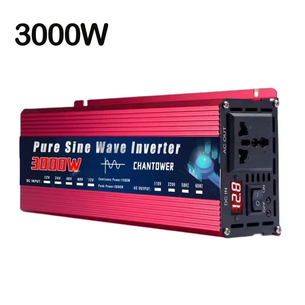 Чистый синусоидальный инвертор 12 В/24 В 220 В 1000 Вт 2200 Вт 3000 Вт 4000 Вт 5000 Вт DC в AC портативный преобразователь напряжения автомобильный солнечный инвертор