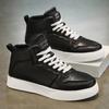 Fashion Men's High-top Vulcanized Shoes Solid Color Casual Sports Shoes Lace-up High Quality White Shoes New Sneakers for Men