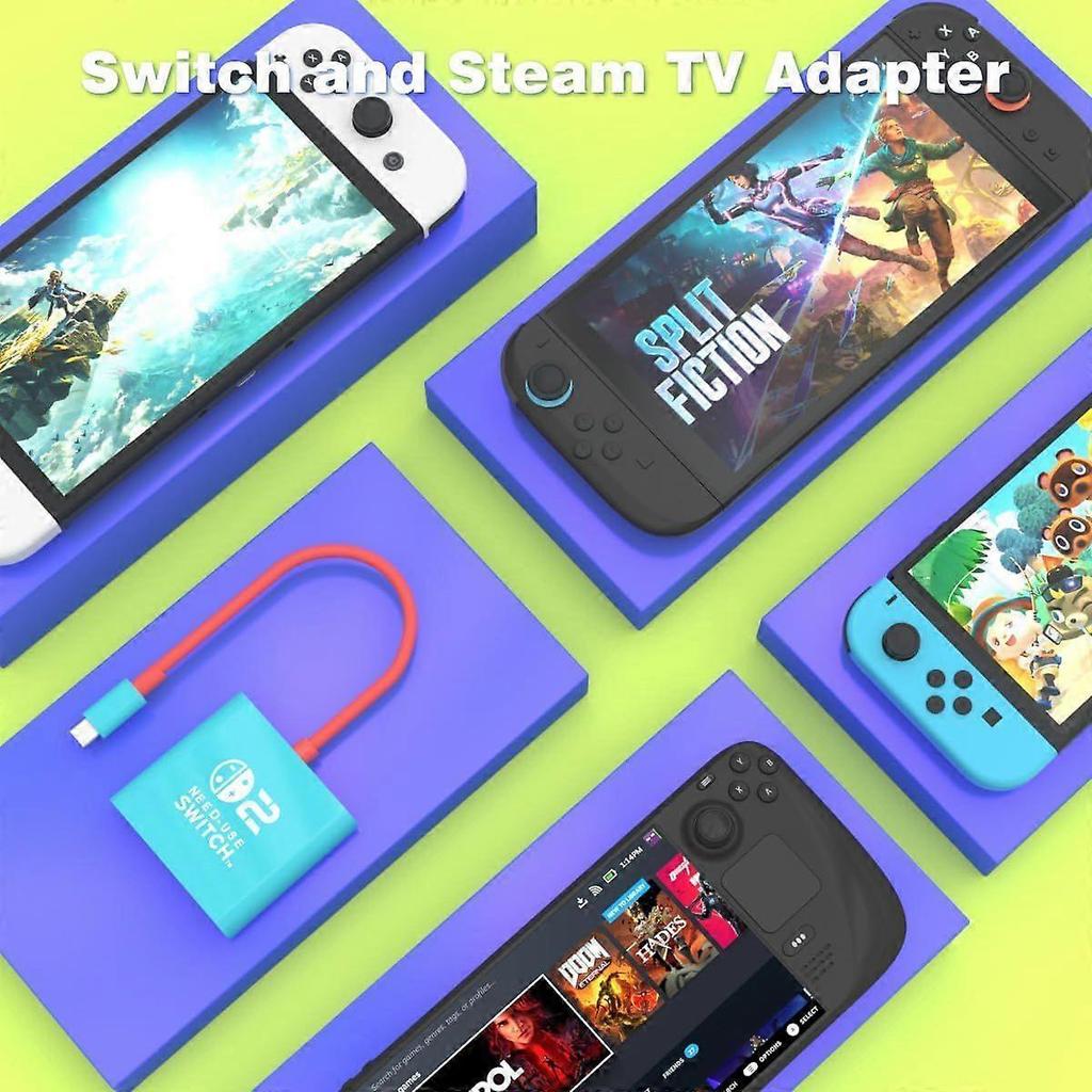 Docking Station for Nintendo Switch 1/2 and Steam Deck, Support TV Dock Mode, Portable TV HDMI Adapter Accessories for Nintendo Switch 1 and OLED and 