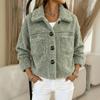 Women's Fashionable Solid Color Long Sleeved Pocket Plush Warm And Loose Casual Short Jacket