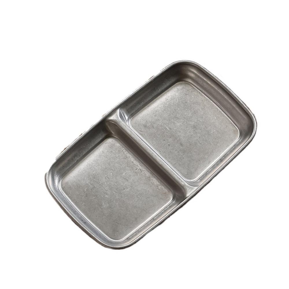 2Pcs Stainless Steel Korean Sauce Dish Irregular Shape Industrial Style Condiment Dish Vintage Separated Seasoning Tray BBQ