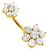 KODY PIERCING 18K Yellow Gold Plated Piercing Crystal Double Flower For Your Belly Button - Quality Piercing