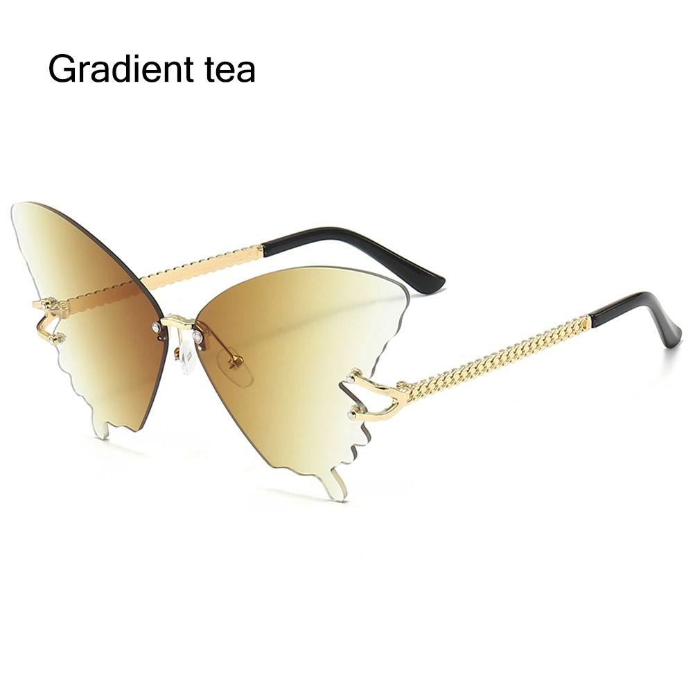 Rimless Butterfly Sunglasses Vintage Metal Frame Gradient Sun Glass Fashion Oversized UV400 Protection Shades Ladies Y2K Eyewear