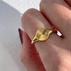 18K Gold Plated Sunflower Wavy Round Women's Stainless Steel Ring