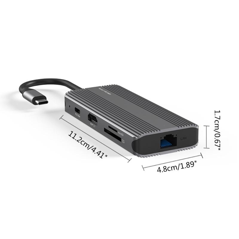 Алюминиевый концентратор TypeC e Rj45 1000M PD100w для HDTV ноутбука SSD адаптер док-станция USB