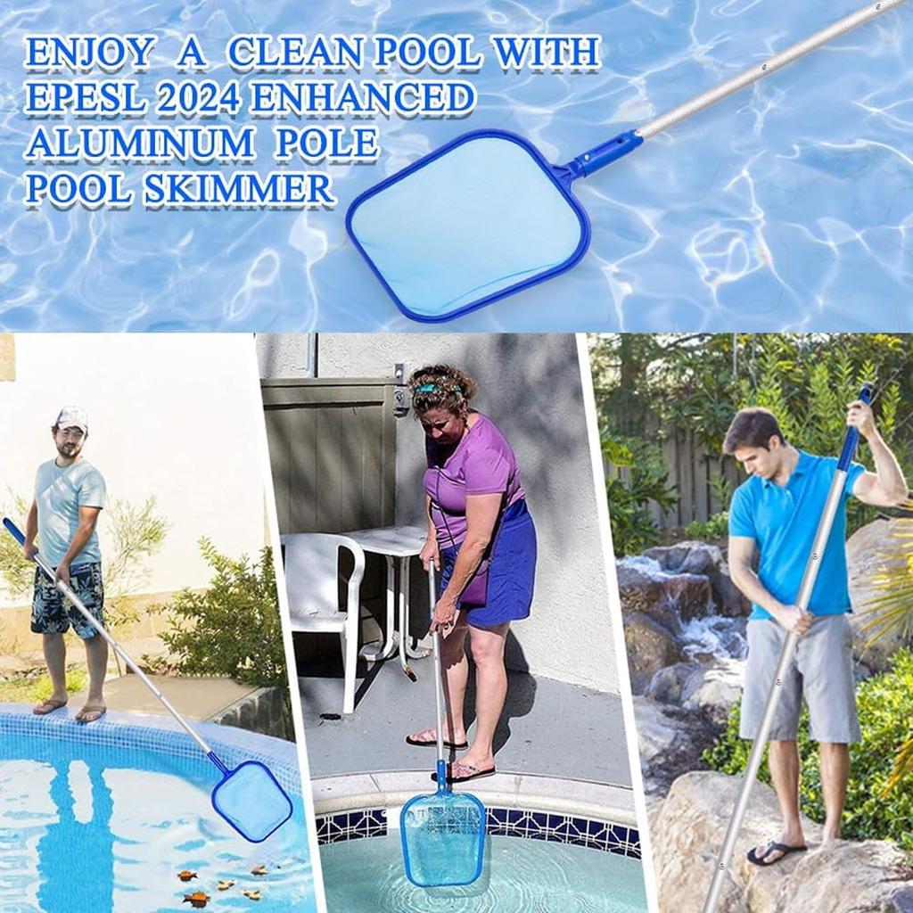 Durable Swimming Pool Leaf Skimmer Net with Telescopic Pole Easy Cleaning for Pools, Spas, and Ponds