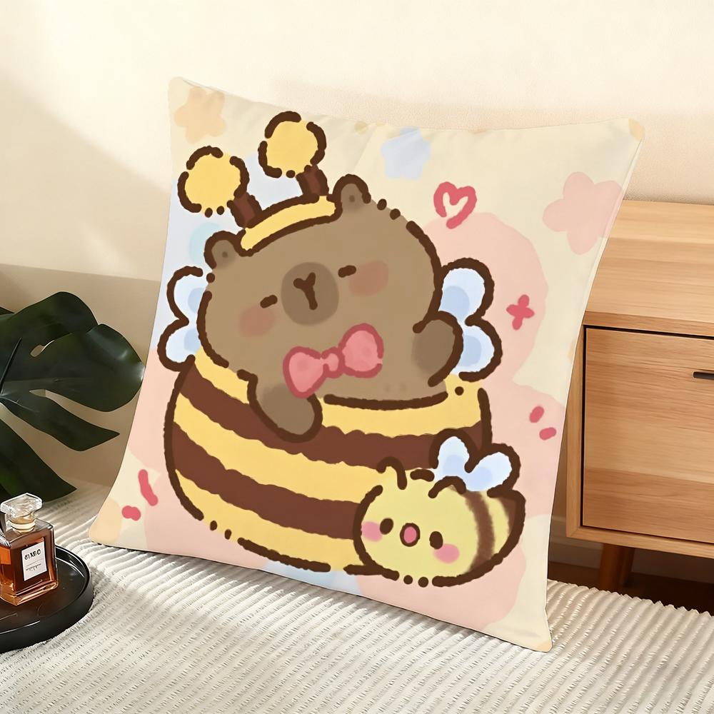Cute Ccapybara Cushion Cover Soft Short Plush Pillow Cover Smooth Cozy Texture Aesthetic Cushion Case Home Decor