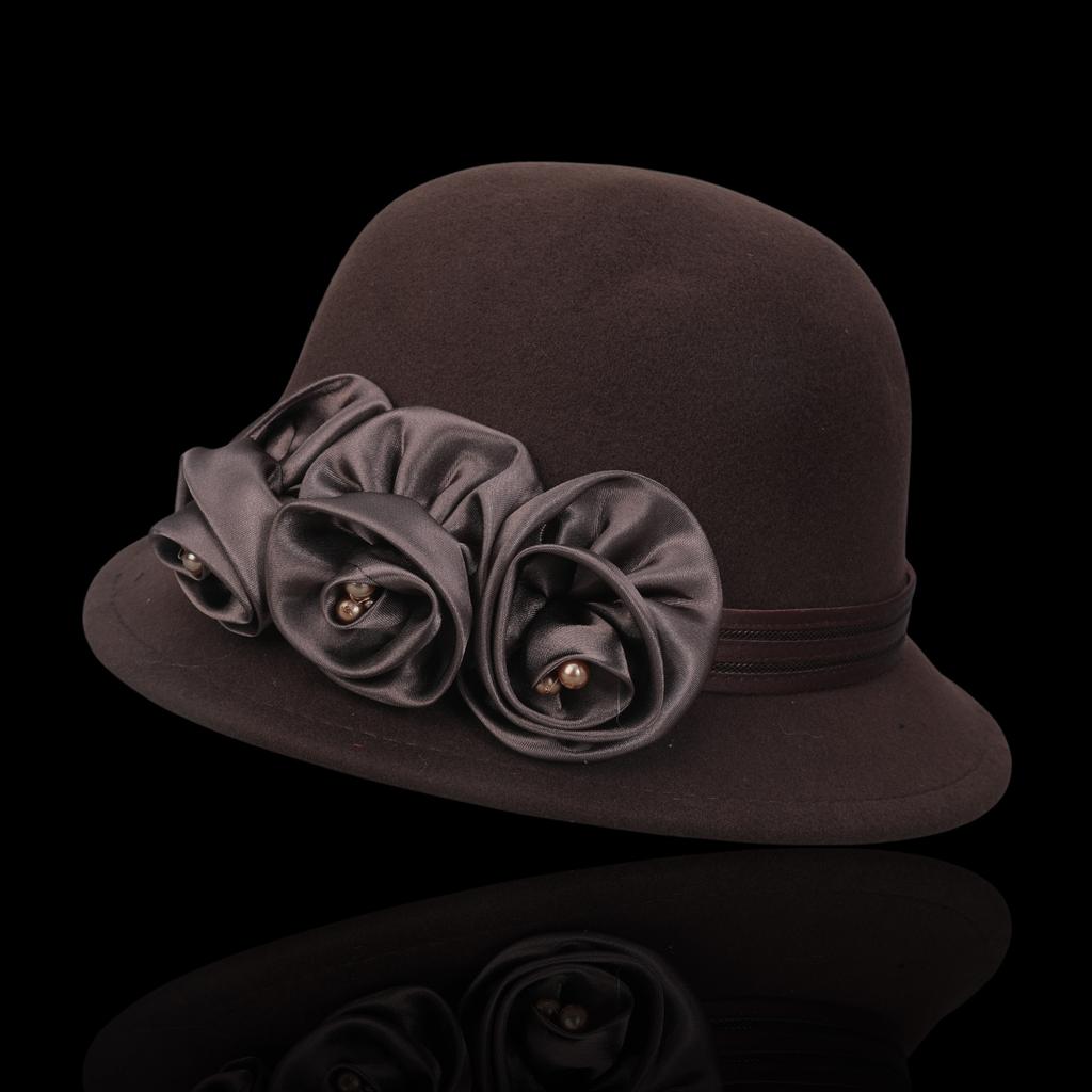 Fashion Fedora Cap Bowler Hat for Women 1920S Flapper Costume Wool Hat Cocktail Party Cap Winter Autumn Warm Headpiece