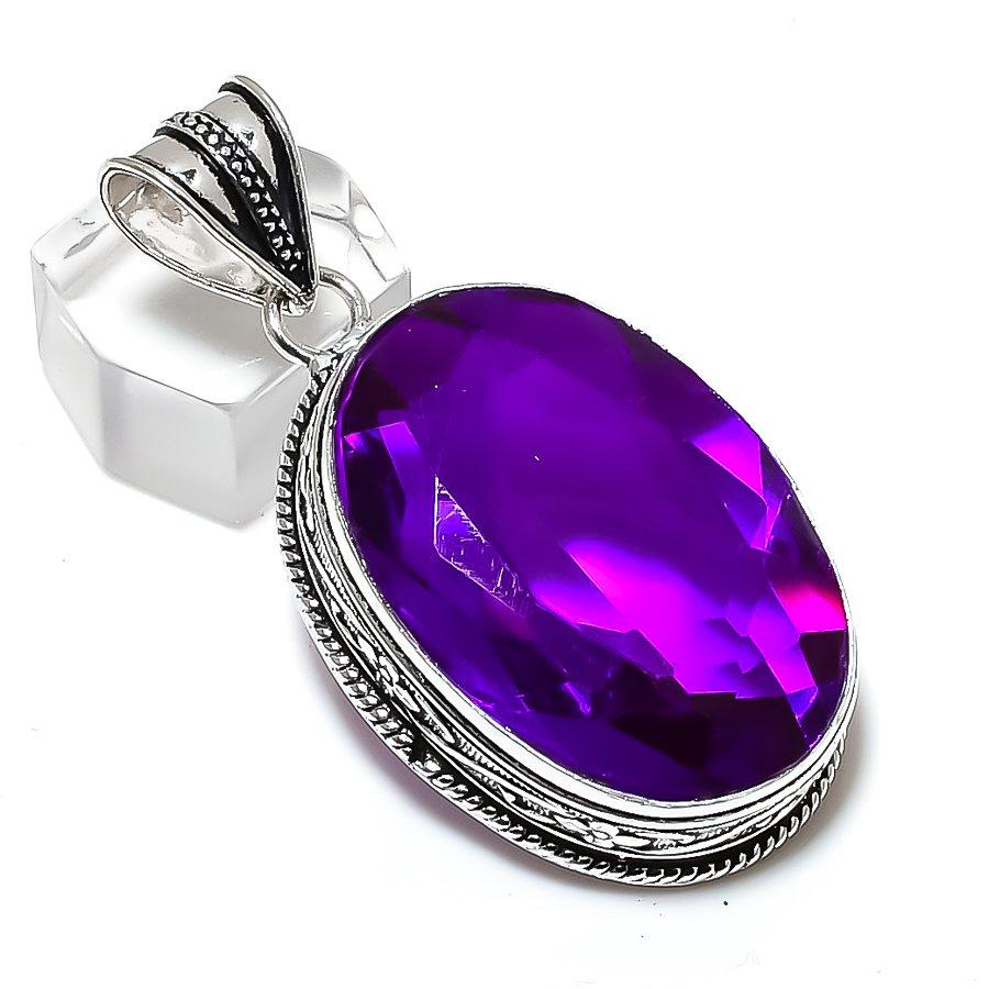 Розовый Аметист Драгоценный Камень Ручной Работы Серебро 925 Пробы Ювелирное Изделие Подвеска 2,17" r2h59