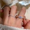 S925 Silver Adjustable Geometric Purple Ring For Women Chic Fashion Vintage