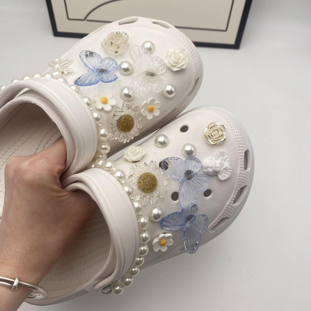 Shoe Charms DIY Diamond Pearl Butterfly Detachable Decoration Buckle Shoe Charm Accessories Girls Party Gift