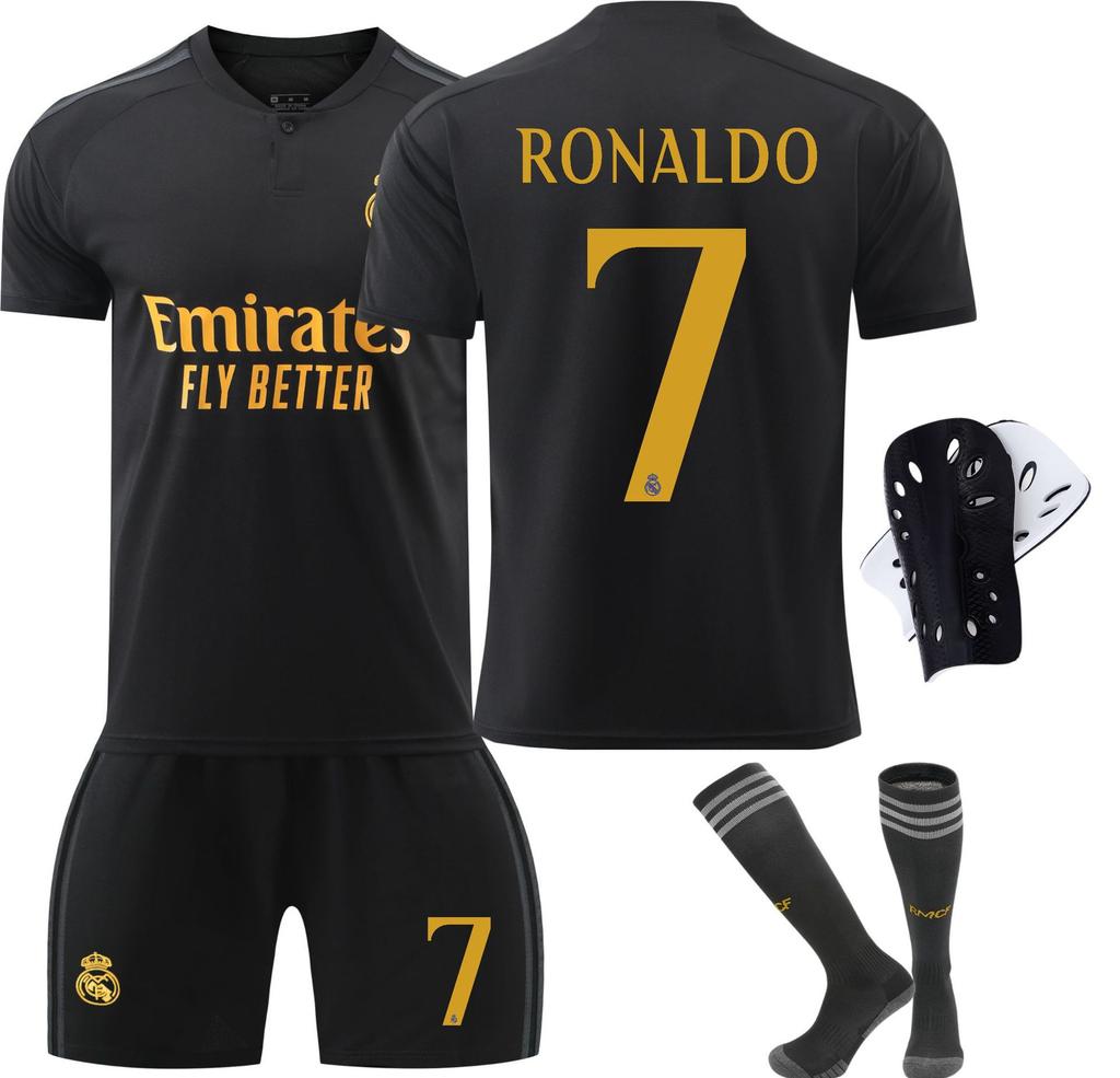 Второй гостевой костюм Реал Мадрид Черный Винисиус Куртуа Беллингем Футбольный костюм