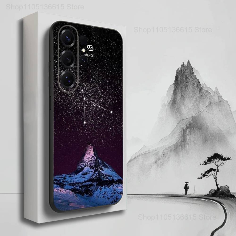 Чехол для телефона с рисунком созвездий 'Двенадцать' Для Samsung S22, S21, S20, S10, S9, S25, S24, S23, Ultra, FE, Plus, Lite, Мягкий силикон, Черный