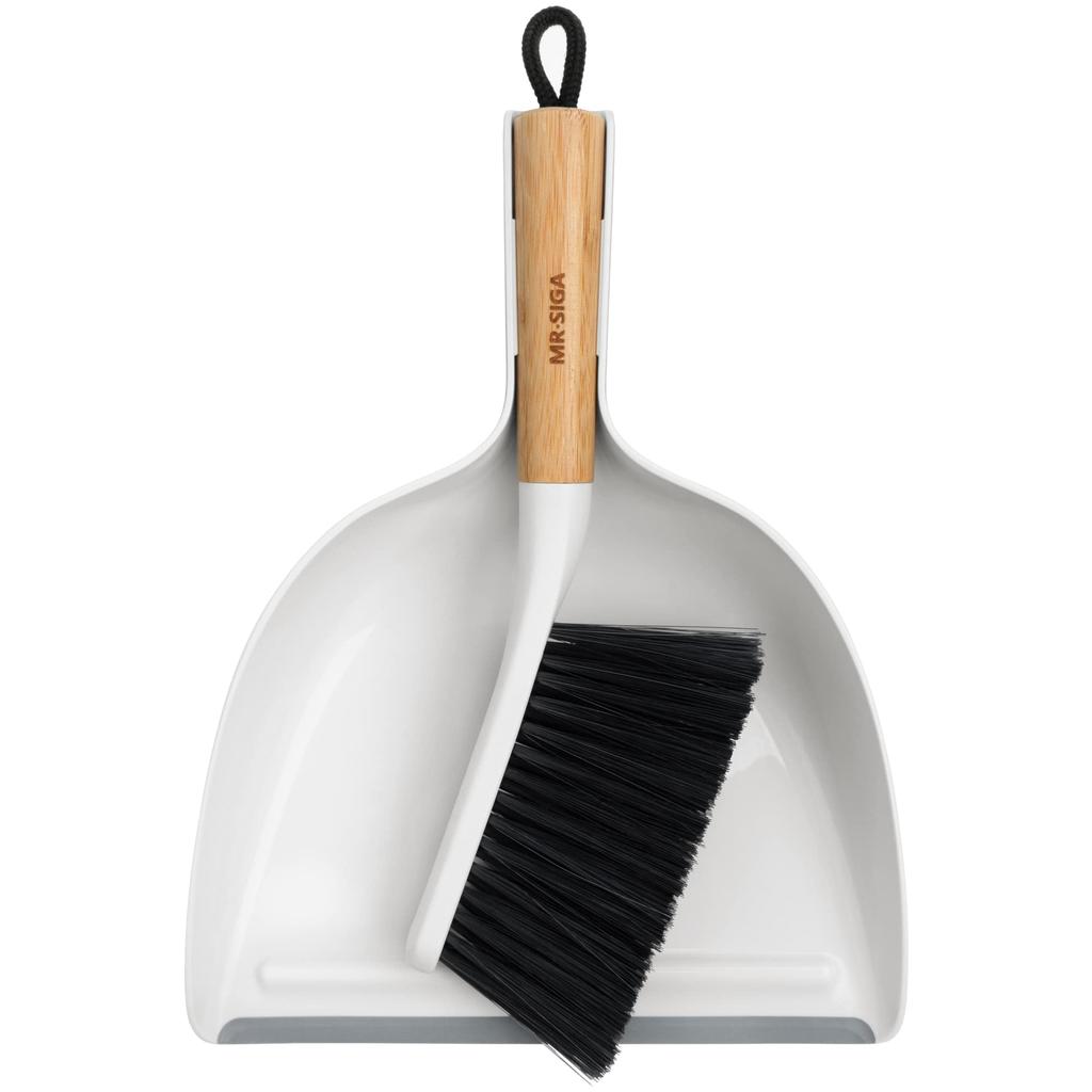 Broom and Dustpan Set for and Car Cleaning Mini Broom and Dustpan 1 Set MR.SIGA Entrance, Floor, Indoors, (Bamboo Handle)