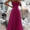 Bridal Wedding Dress Prom Party Evening Dress Backless Spaghetti Strap Sequin Sleeveless A-line Floor Length Ball Gown Pleated Low-cut Cocktail Dress