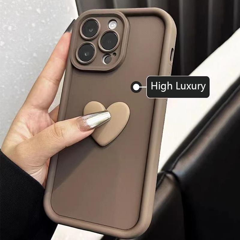 Милый 3D чехол-сердечко из силикона в стиле INS для iPhone 17 16 15 Pro Max 16E Чехол iPhone 14 13 12 11 16 Plus 7 8 Ударопрочный чехол