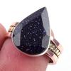 Natural Blue Sunstone Gemstone 925 Sterling Silver TwoTone Gift Ring S.7 V4b43