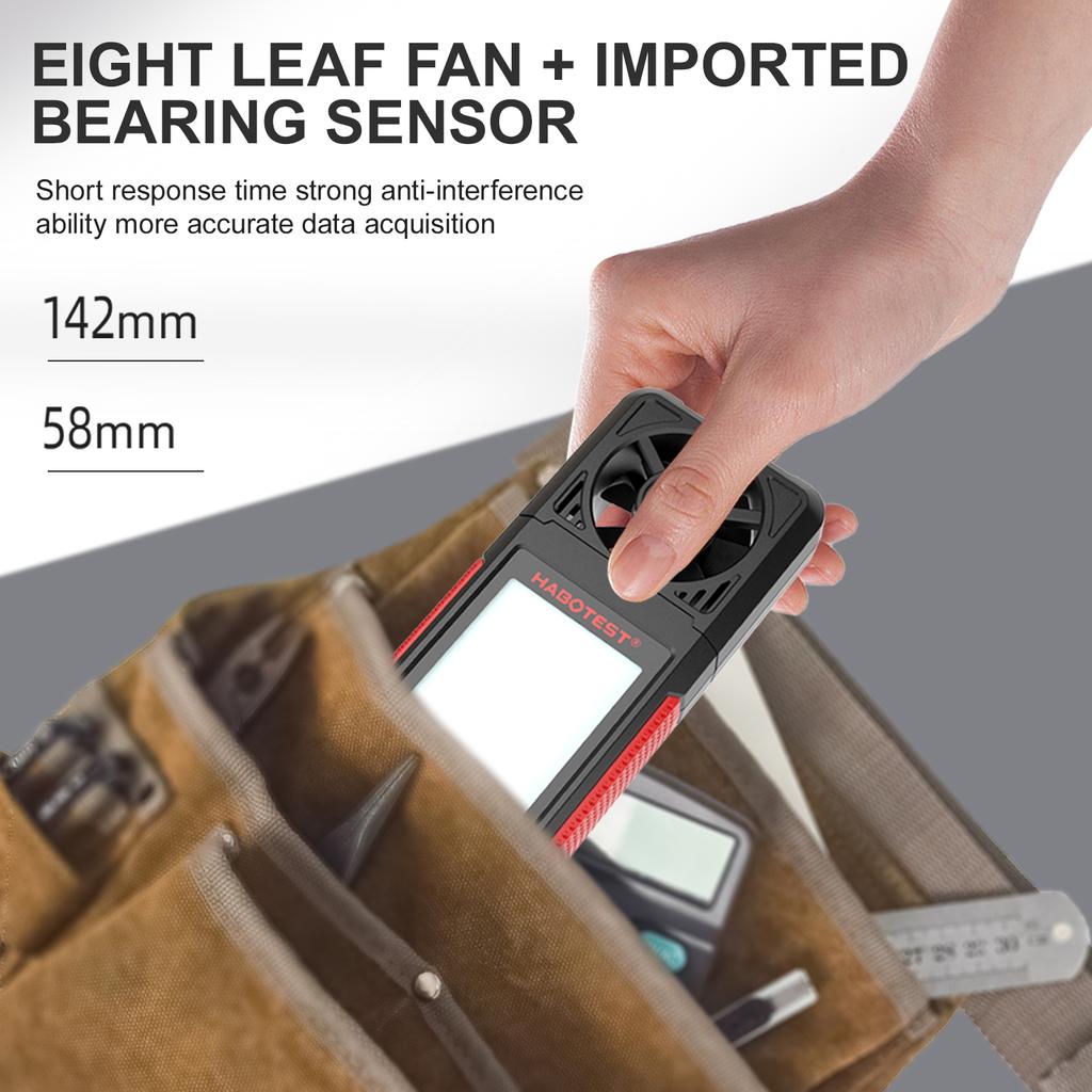 HABOTEST HT605 ЖК-цифровой анемометр-термометр Ручной измеритель скорости ветра Температура и влажность