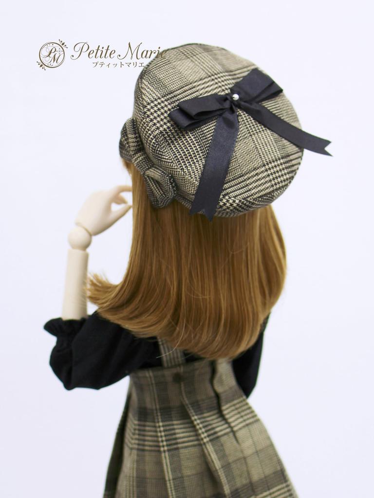 Маленькая Мари DD MDD Совместимая Британский Глен Коричневый и с Милая для дюймовых BJD Кукол 1/3 (DDH-01-10) Берет, Клетка, Черный, Лента, 9-10 (40см, 60см)