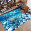 Fish Ocean Theme Soft Crystal Velvet Rug Custom Name & Text Print Non Slip Floor Rug for Bedroom Living Room