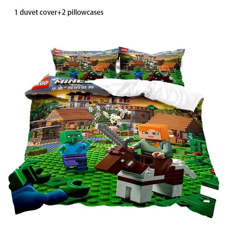 Высококачественное постельное белье с мультяшными персонажами Roblox и Minecraft, с цифровой печатью, мягкое и уютное, белого цвета