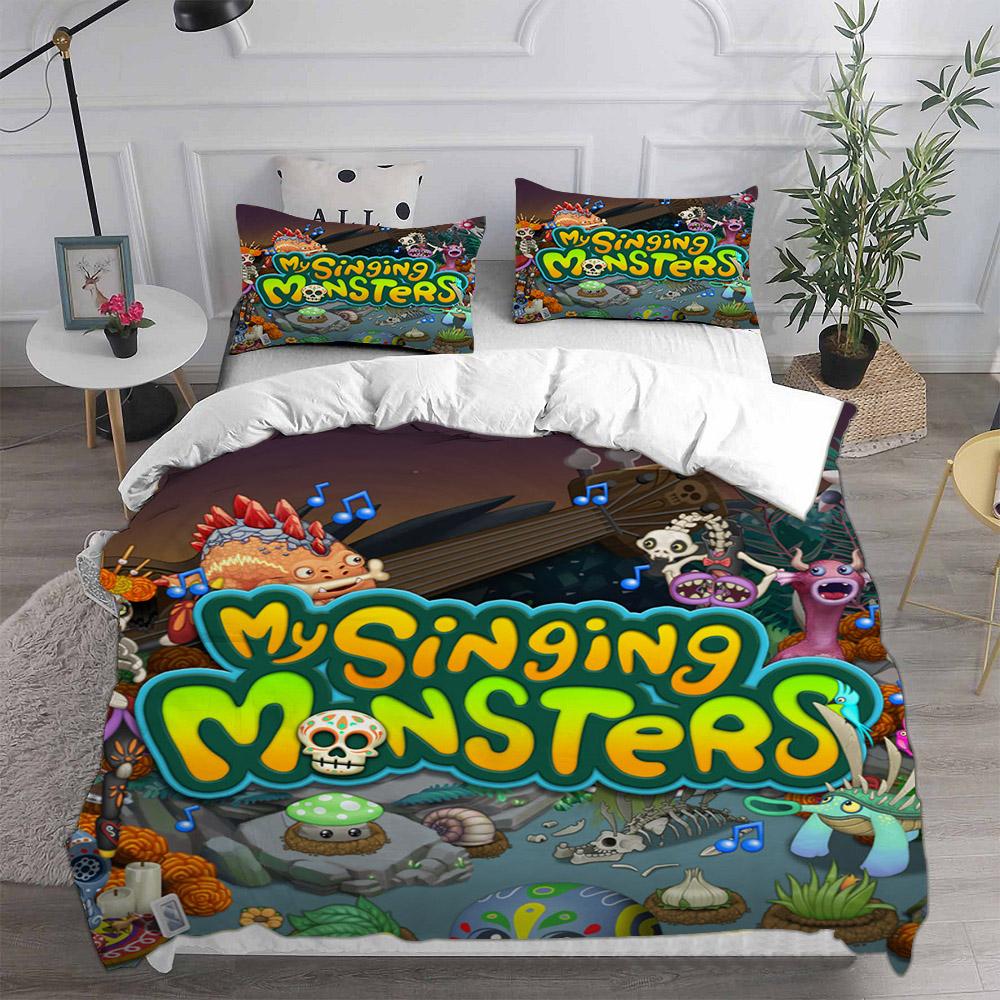 Аниме My Singing Monsters Видеоигра Мультфильм Постельное белье Комплект односпальных двуспальных кроватей Queen King Size Постельное белье для взрослых и детей Подарок