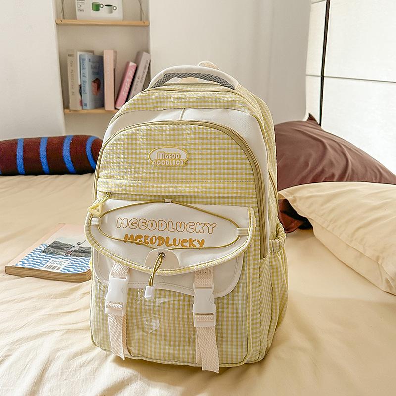 Новый рюкзак в стиле колледжа высокой ценности, свежий и милый клетчатый рюкзак, рюкзак большой вместимости для учеников средней школы
