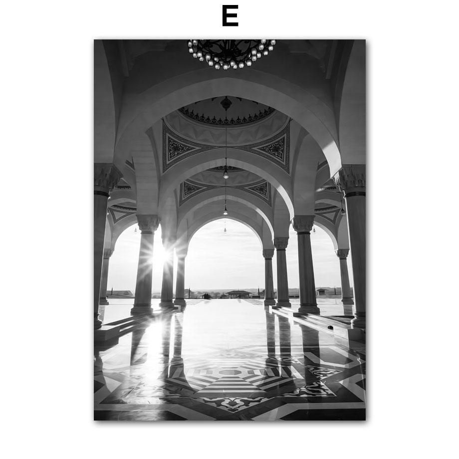 Holy Islamic Mosque Muslim Dancer Black White Living Room Decoration Posters And Prints Wall Art Canvas Painting Wall Pictures
