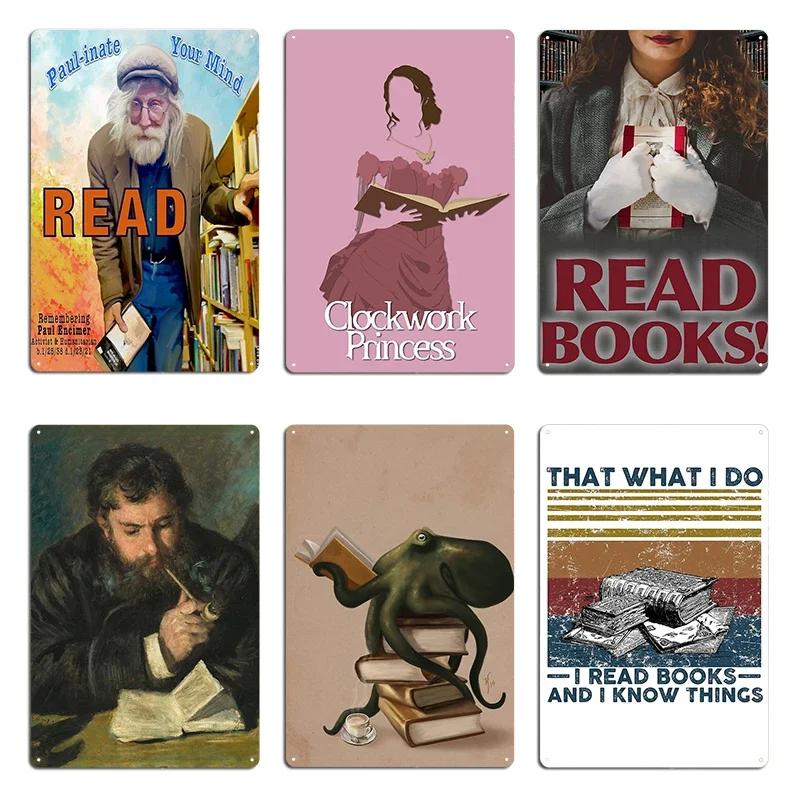 Epic books to read a man reading Theresa Tessa Gray Clockwork Princess Paul inate your mind READ Metal Vintage Tin Sign Poster