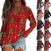 Women's Long Sleeve T-Shirt V-Neck ChristmasPrinted Casual Basic Tops