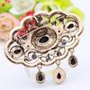 Elegant Round Floral Brooch for Ladies Ethnic Coffee Corsage Brides Wedding Jewelry Bohemian Brooch