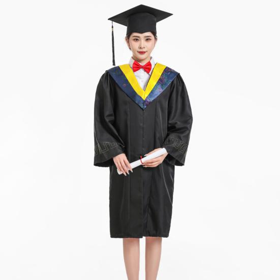 Матовая выпускная мантия бакалавра, шапочка с кисточками, комплект с V-образным вырезом и длинными рукавами, выпускной комплект с шапочкой и мантией, реквизит для фотосессий на выпускной