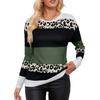 Женский пуловер с круглым вырезом и длинными рукавами, осенняя полосатая контрастная футболка, вязаный топ с леопардовым принтом, свободный и модный