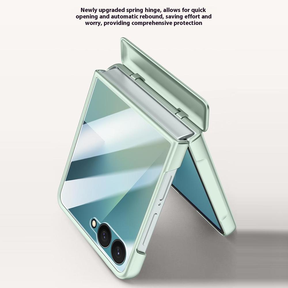 Для Samsung Galaxy Z Flip7 5G Чехол Кожа+ПК Чехол для телефона HD Защитная пленка для маленького заднего экрана