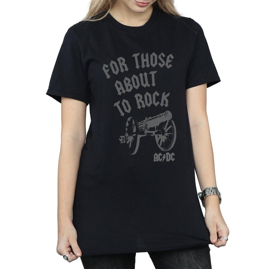 AC/DC Womens/Ladies For Those About To Rock Cannon Cotton Boyfriend T-Shirt