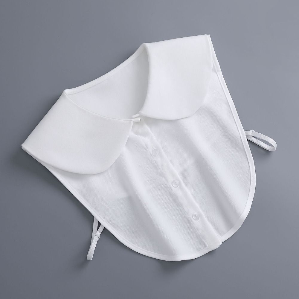 Ruffle Front Tie White Fake Collar Pure Cotton Stand-up Collar For Women Girls