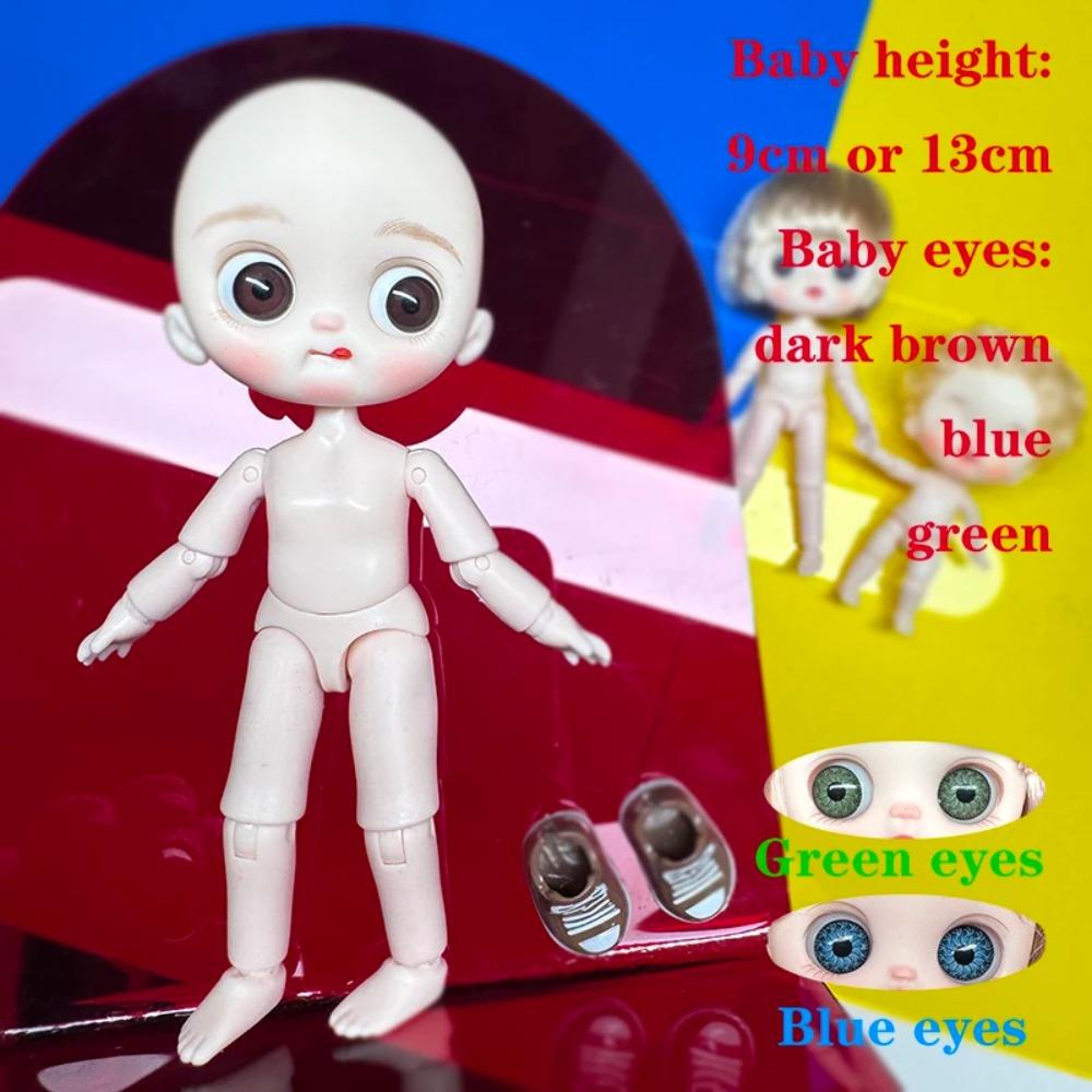 Милая Мини кукла BJD Девочка Мальчик Лысая голова Ob11 1/12 Голая DIY Игрушки Ручной работы Куклы Полное тело Зеленые Синие глаза Арт Кукла Аксессуары Искусство