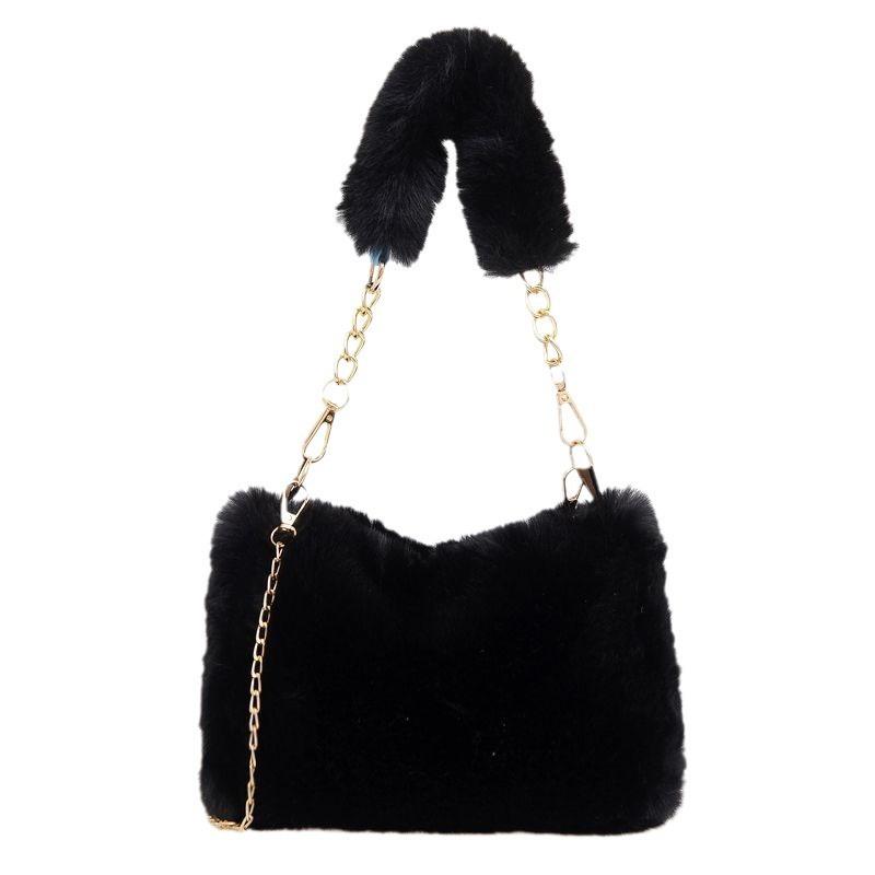 New Plush Bag Fashionable Women's Niche Chain Messenger Bag Fashionable Portable Cute Small Square Bag