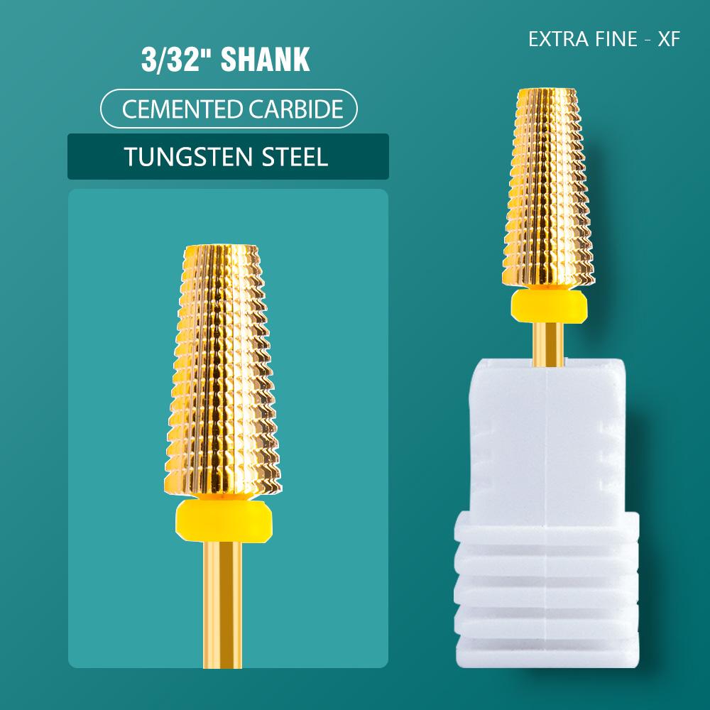 5 In 1 Carbide Tungsten Nail Bit Dual Rotation Volcano/Tornado Milling Cutters Fast Remove Acrylic Hard Gel ManucureTools