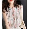 Sleeveless Ruffled Floral Shirt for Women In Summer New Loose Temperament Shirt Sweet Chiffon Printed Top