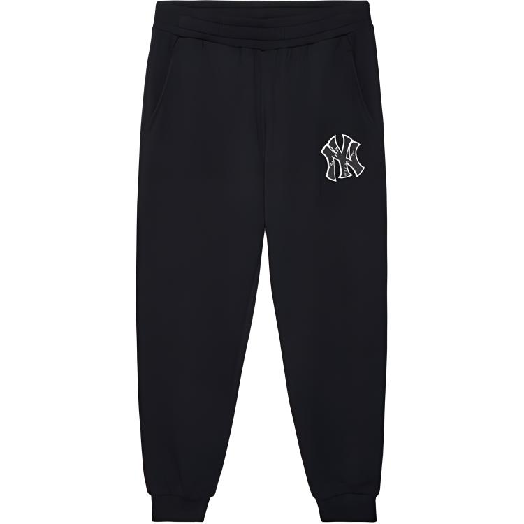 New Era Осень/Зима 24 MLB Винтажная Академическая Клубная Серия Логотип New York Yankees Буква Манжеты Повседневные Свободные Вязаные Штаны-толстовки Унисекс Черный 14385179