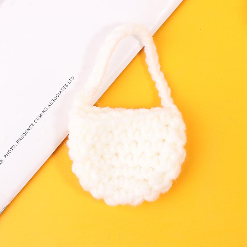 1:12 Miniature Knit Sweater Model Woven Plush Shoulder Bag Model Doll Accessories Dollhouse Toys