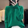 Women Half-high Neck Sweater 2025 Spring Winter New Thickened Foreign Fashion Loose Twisted Flowers Long-sleeved Knitted Bottoming Tops