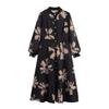 Kaslead New Arrival Women's Clothing Fashion Style Fashion Plus Size Single Breasted Print Long Sleeves Dress