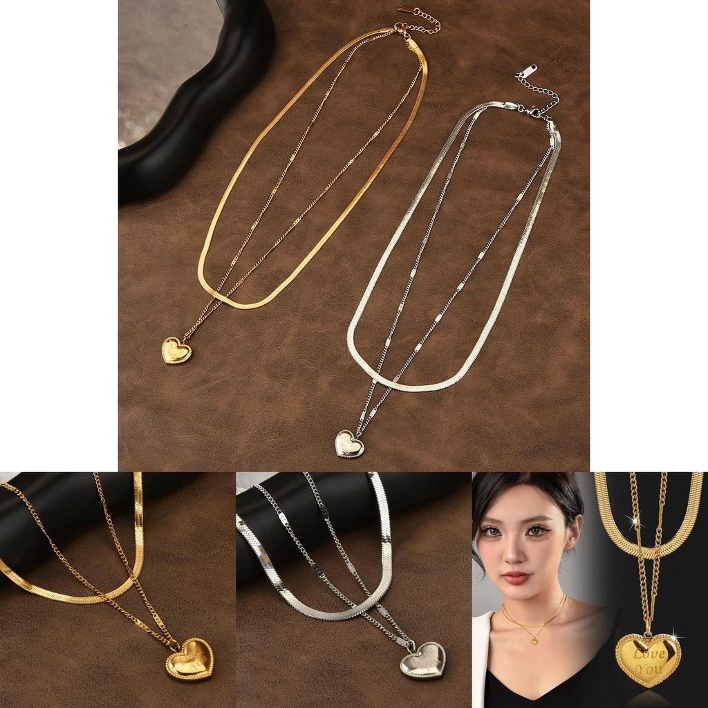 Shaped Beautiful Heart Titanium Steel Necklace For Trendy Women With Adjustable Length Options